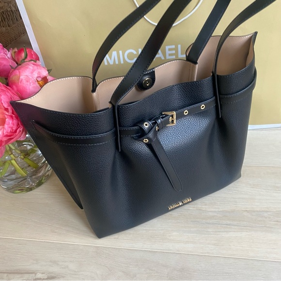Michael Kors Large Emilia tote bag purse black pebble leather - Picture 13 of 15